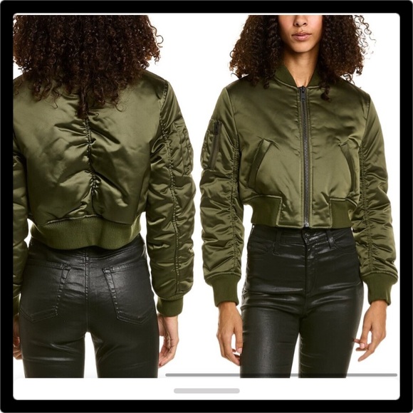 ❤️All Saints Calie Bomber Khaki Green Jacket Size 4 - Picture 4 of 11